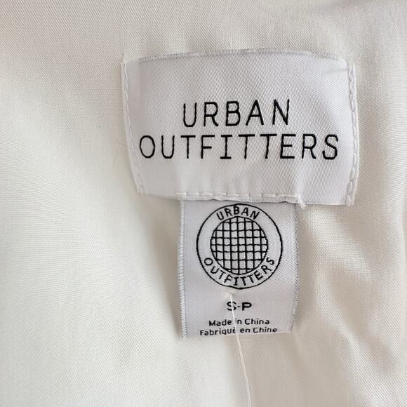 URBAN OUTFITTERS Size S Cream Linen Herringbone Blazer Jacket Neutral Minimalist - Picture 2 of 15